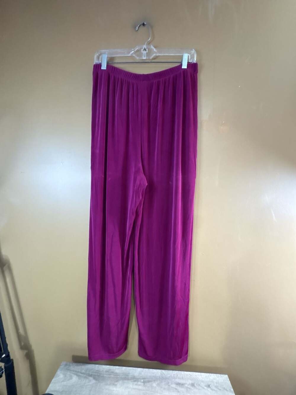 HC1108 Citiknit Purple Velvet Pull-On Wide Leg Pants Style 2195 Size L